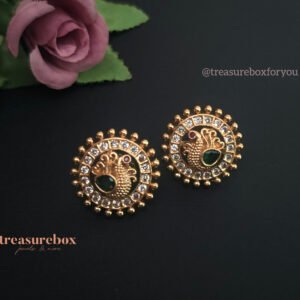 Rajwadi gold finished peacock studs