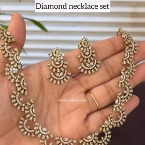 Mehendi gold plated diamond necklace set
