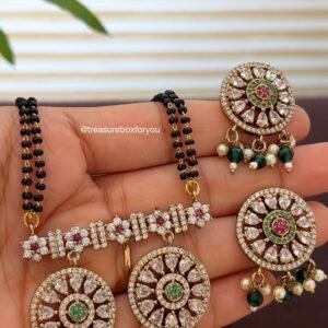 Victorian Antique Polish Mangalsutra with Matching Earrings